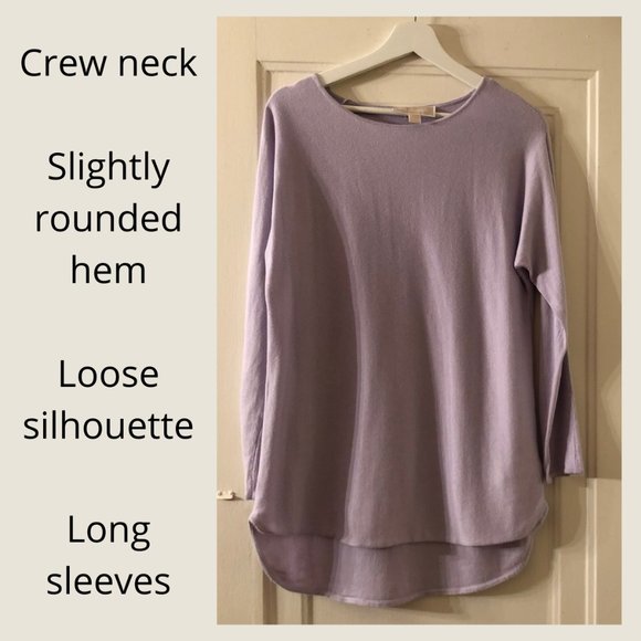 Michael Kors Long Sleeve Crewneck Lilac Cotton Blend Sweater Women Pastel Top - Picture 3 of 6